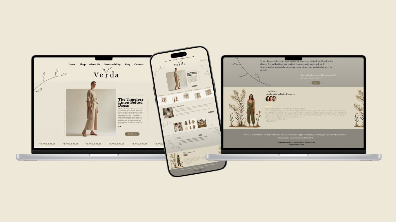 landing page design for a clothing store