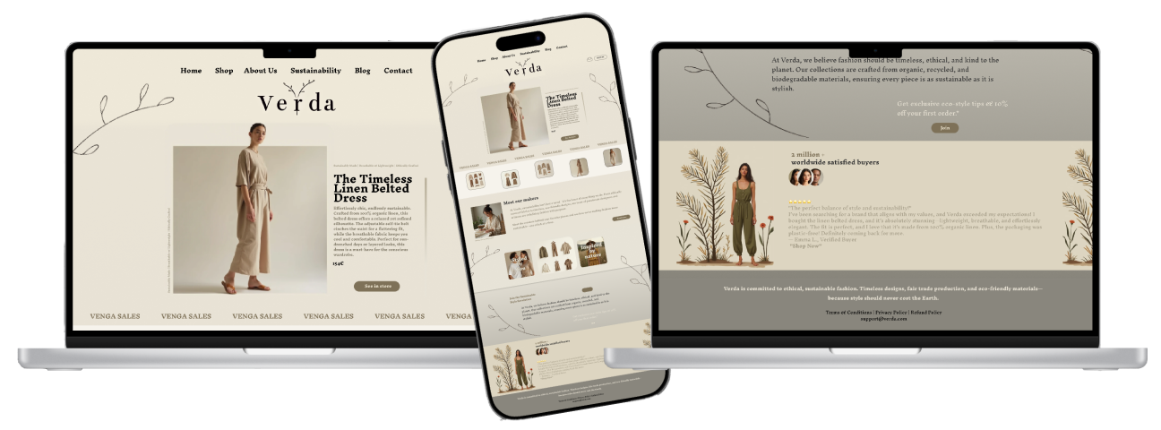 Verda landing page design