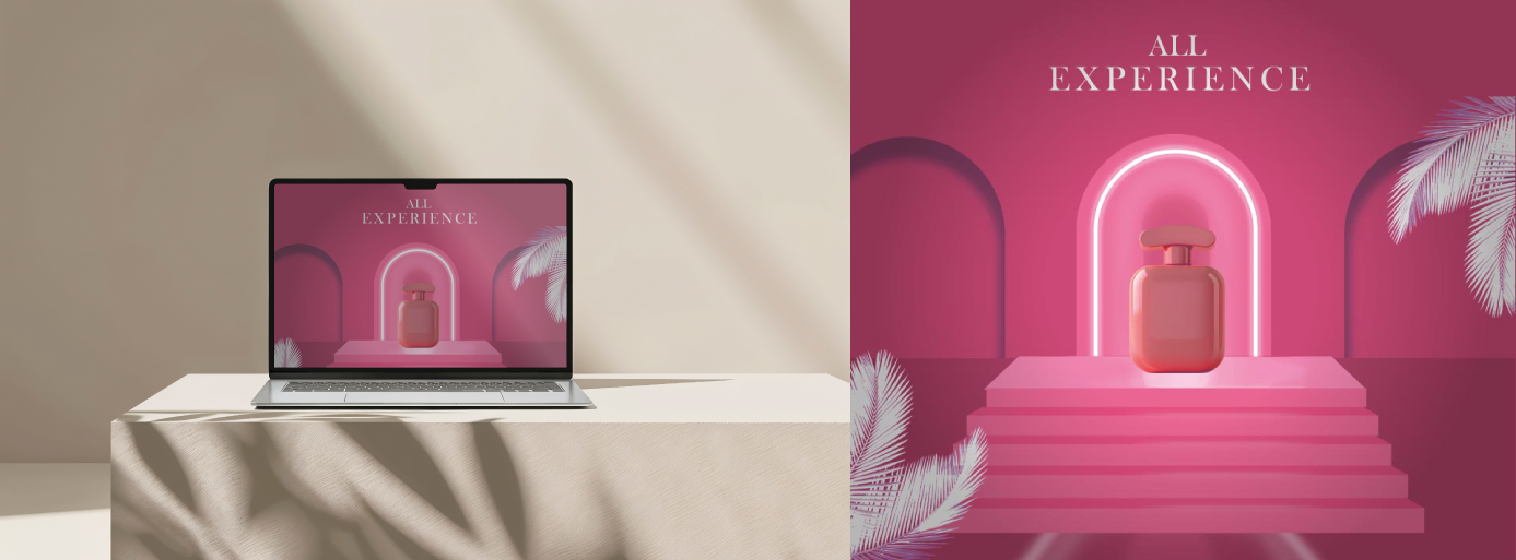 visual pink perfume ad